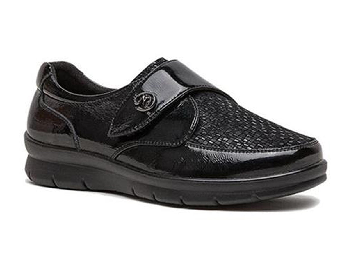 נעל עור סטרץ׳ רחב במיוחד לנשים G-COMFORT לק פטנט